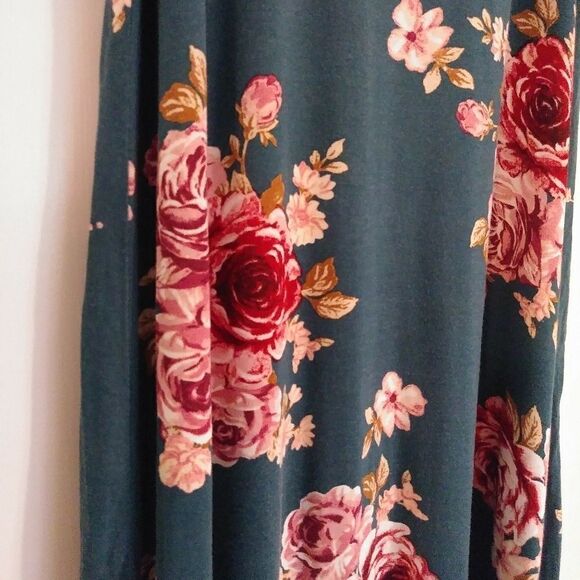 Lime n Chili Teal Floral Cold Shoulder Dress - Picture 2 of 4